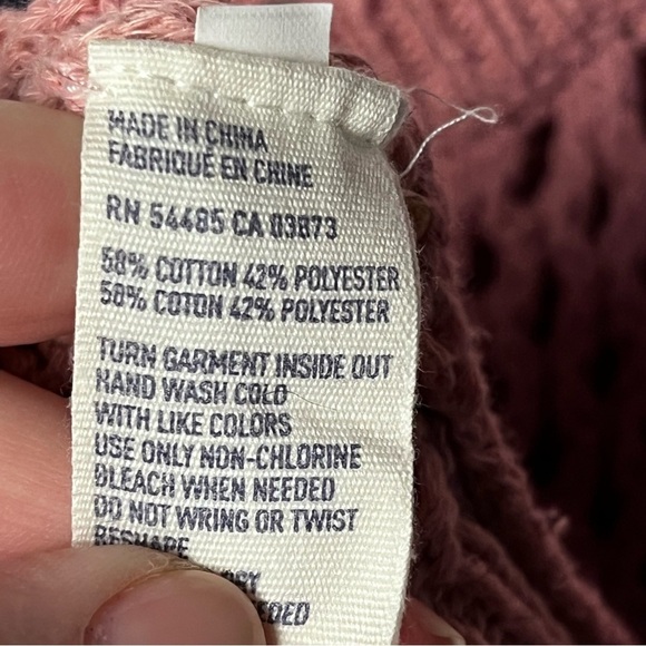 American Eagle | Blush Pink Open Knit Long Sleeve Sweater, Medium - Picture 7 of 7